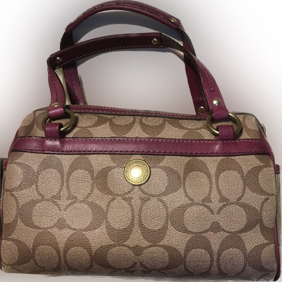 Coach Heritage Stripe Double Handles Zip Satchel Shoulder Handbag 12356 Small - Picture 3 of 14